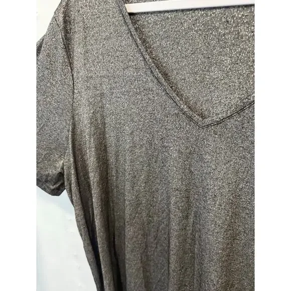 Old Navy XL Luxe Shimmery Black and Silver V Neck Short Sleeve Top - Picture 6 of 6